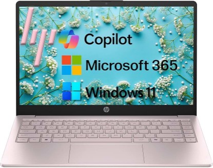 Picture of HP 14" Laptop 2026 Edition, Intel Processor, 8GB RAM, 256GB SSD+128GB UFS | Copilot AI, Long Battery Life, Lightweight 3.11 lbs, Microsoft 365 included, Windows 11 for Students & Office, Pink