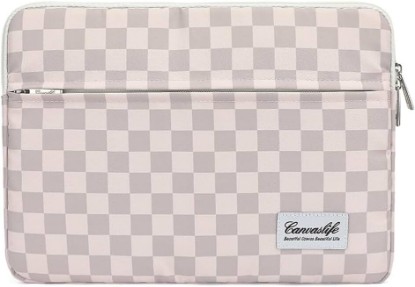 Picture of Canvaslife Neutral Checker Pattern Laptop Sleeve Case Cover with Pocket for MacBook Pro 14 inch and 14 inch-14.4 inch HP, Lenovo, Dell, ASUS, Acer Notebook Computer