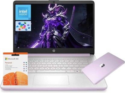 Picture of HP 14" Laptop, Intel Processor N150 (Beat i3) 8GB RAM 128GB UFS 1-Year Office 365 Copilot AI Win11 WiFi6 Computer for Creator Business Gaming Student College