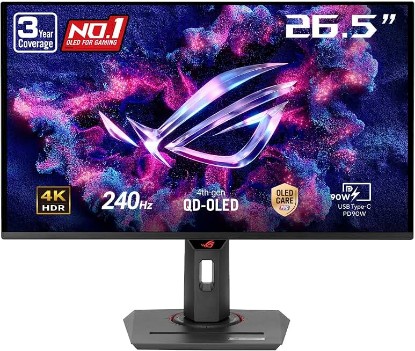 Picture of ASUS ROG XG27UCDMG 27 Inch 4K 240Hz Tandem QD-OLED G-SYNC Gaming Monitor | 0.03ms,OLED Care Pro, Neo Proximity Sensor, ELMB Sync, DisplayHDR 400, DCI-P3 99%, 10 bit color, for PS5 and Xbox