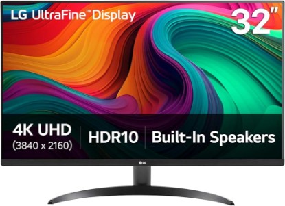 Picture of LG 32UR500K-B Ultrafine 32-inch 4K UHD (3840x2160) Computer Monitor HDR10 Built-in Speaker x2 OnScreen Control Reader Mode Flicker Safe Borderless Design HDMIx2 DisplayPort Black