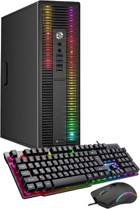 Picture of HP ProDesk Desktop RGB Lights Computer Intel Core i5 6500 3.2 GHz 8GB RAM 256GB SSD Gaming PC Keyboard & Mouse, Windows 11 Pro (Renewed)