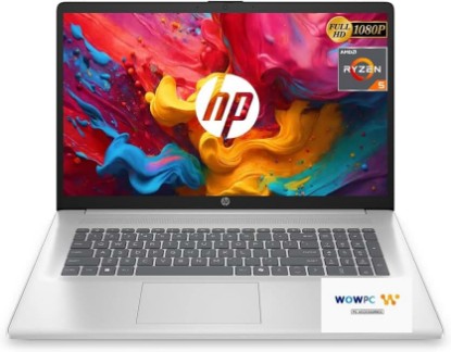 Picture of HP 17 Inch Laptop, AMD Ryzen 5 7430U 6-Cores Processor (Beats i7-1355U), 17" FHD (1080p) IPS Display, 32GB RAM, 512GB SSD, Wi-Fi 6, Windows 11 Pro, w/WOWPC Recovery USB