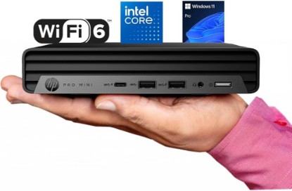Picture of HP Pro 400 G9 Mini PC Desktop Computer, Intel CPU, 16GB DDR5 RAM, 256GB PCIe SSD, Triple 4K Display Support, USB-C, Ultra-Quiet Design, Bluetooth 5.2, WiFi 6, Keyboard and Mouse, Windows 11 Pro