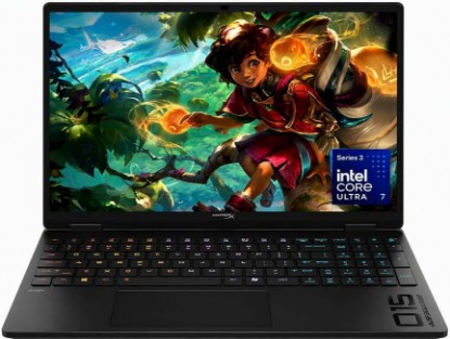 Picture of HP HyperX OMEN 15 inch Gaming Laptop, 2K 165Hz Display, Intel Core Ultra 7 365H, 16 GB RAM, 1 TB SSD, NVIDIA GeForce RTX 5050 GPU (8 GB Dedicated), Windows 11 Home, Shadow Black, 15-ga0099nr