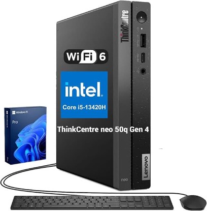 Picture of Lenovo ThinkCentre neo 50q Gen 4 Business MFF Desktop, 13th Gen Intel Core i5-13420H, 16GB RAM, 512GB PCIe SSD, Display Port, HDMI, RJ-45, Wi-Fi, Windows 11 Pro