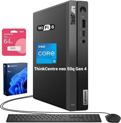 Picture of Lenovo ThinkCentre neo 50q Business MFF Desktop, Intel Core i5 13420H, 16GB RAM, 512GB SSD, Support 2-Monitor 4K, DP, HDMI, Type-C, Wired KB & Mouse, Wi-Fi 6, Windows 11 Pro, w/Bundle
