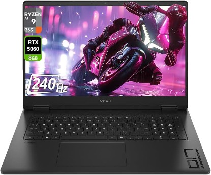 Picture of HP OMEN Gaming Laptop, AMD Ryzen AI 9-365, 32 GB DDR5 RAM, 1 TB PCIe SSD, 17.3" FHD (1920x1080) 144Hz Display, Nvidia G-Force RTX 5060, 1-Zone RGB Backlit Keyboard, W11 Home, Black