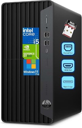 Picture of HP ProDesk 600 Desktop Computer, i5-10400F, 16GB RAM, 256GB SSD, GT 610 | Ideal for Office Work, Web Browsing, Remote work, and Everyday Multitasking; WiFi Adapter, Compact Design with Win 11 Pro