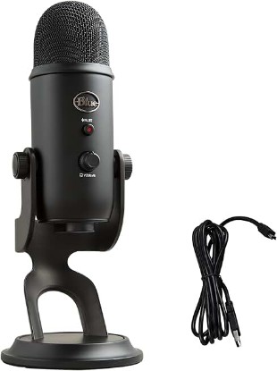 Picture of Logitech Creators Blue Yeti USB Microphone for PC, Mac, Gaming, Recording, Streaming, Podcasting, Studio and Computer Condenser Mic with Blue VO!CE effects, 4 Pickup Patterns, Plug and Play - Blackout | VO!CE effects, 4 pickup patterns, plug-and-play operation