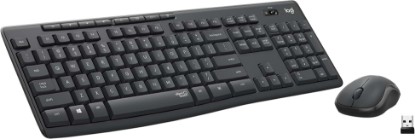 Picture of Logitech MK295 Full Size Silent Wireless Keyboard Mouse Combo - Graphite | Full size keyboard with SilentTouch technology, compact ambidextrous mouse with silent click switches, Windows compatible ECOLOGO