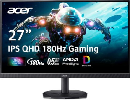 Picture of Acer Nitro 27in QHD 2560x1440 IPS 180Hz Gaming Monitor KG271U N3bmiipx | 0.5ms, AMD FreeSync, DCI-P3 95%, 2xHDMI, DisplayPort, Speaker, VESA Mountable, Bluelight Filter, Flickerless Technology