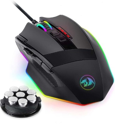 Picture of Redragon M801 Gaming Mouse, RGB PC Gaming Mouse MMO with 9 Programmable Buttons Macro Recording, 16000 DPI, Fire Button for Gaming Windows Computer - Wired, Black