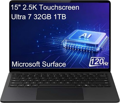 Picture of Microsoft Surface Laptop 7, Intel Ultra 7 268V, 32GB DDR5 RAM, 1TB SSD | Business Laptop, 15" 2.5K 120Hz Touchscreen, AI Copilot+ PC, 14-Hr Long Battery Life, 1080p Webcam, Wi-Fi 7, Win 11 Pro