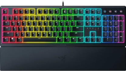 Picture of Razer Ornata V3 Gaming Keyboard, Low-Profile Keys, Black | Mecha-Membrane Switches, UV-Coated Keycaps, Backlit Media Keys, 10-Zone RGB Lighting, Snap Tap, Magnetic Wrist Wrest