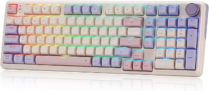Picture of Redragon K768 PRO Wireless 100-Key Gasket Gaming Keyboard, Knob + 8000mAh | Multi-Function Control Wheel, 0-Delay Tri-Mode, Cushioned 5-Layer Noise Dampening for Creamy Thocky Sound, Practical 95% Size