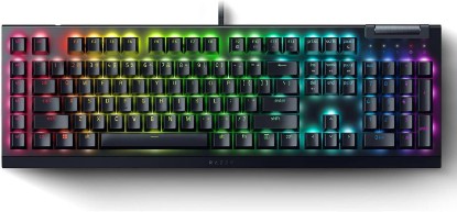 Picture of Razer BlackWidow V4 X Mechanical Gaming Keyboard, Yellow Switches, Black | Linear & Silent Switches, 6 Dedicated Macro Keys, Chroma RGB, Doubleshot ABS Keycaps, Roller & Media Controls, Snap Tap