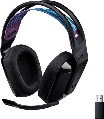 Picture of Logitech G535 Lightspeed Wireless Gaming Headset - Black | Lightweight, on-ear design, flip-to-mute microphone, USB rechargeable battery
