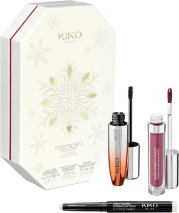 Picture of Kiko Milano Snow-Kissed Holiday Glam-Faves Make Up Gift Set, Makeup Gift Set: Volumising Mascara, Matt-To-Shimmering Lipstick And Eyeshadow Stick