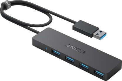 Picture of Anker USB Hub 4 Ports, Multiple USB 3.0 Hub, USB Splitter for Laptop, Extender for A Port Laptop, PC, Desktop and More [Charging Not Supported](2ft USB-A) | Multiport adapter with 5Gbps Data Transfer for USB-A Port Laptop, PC, Desktop and More (Charging Not Supported)(USB-A, 2ft) ECOLOGO