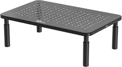 Picture of WALI Computer Monitor Stand for Desk, Adjustable Laptop Riser, up to 44 lbs | Monitor Riser Under-Desk Storage, Fits Monitors, Laptops, Printers, for Home, Office, School Supplies (STT003), 1 Pack, Black