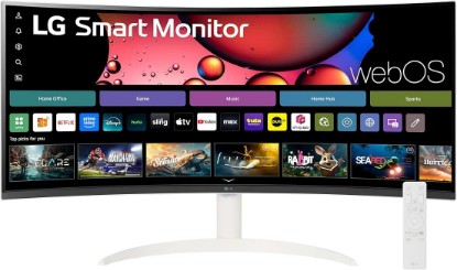 Picture of LG 34SR60QC-W 34-inch QHD (3440x1440) Curved Smart Monitor with Streaming, UltraWide Screen, webOS, HDR10, 100Hz, Built-in Speaker, AirPlay2, Screen Share, Bluetooth, ThinQ App, White