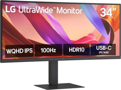Picture of LG 34U650A-B 34-inch UltraWide WQHD (3440 x 1440) IPS Curved Wide Computer Monitor, 100Hz, HDR10, Built-in Speaker, HDMI, DisplayPort, USB Type-C PD 96W, Tilt/Height/Swivel Adjustable Stand, Black