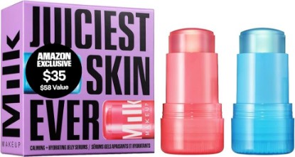 Picture of Milk Makeup Calming + Hydrating Jelly Skincare Serum Set – Reduce the Look of Puffiness + Redness, Brighten Skin + Minimize Look of Pores + Lines – Cooling Water + Watermelon Jelly, 0.21 oz each