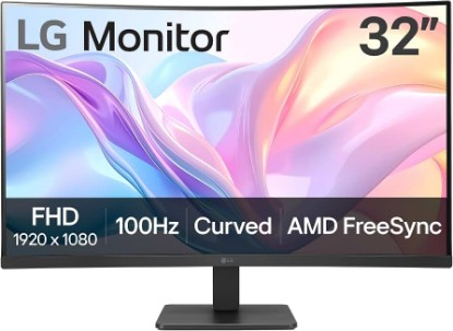 Picture of LG 32MR50C-B Curved Monitor 32-Inch FHD 100Hz AMD FreeSync OnScreen Control Dynamic Action Sync Black Stabilizer Tilt Stand (HDMI) - Black