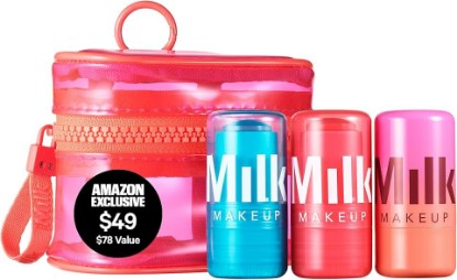 Picture of Milk Makeup Skincare Jelly Gift Set – Hydrating + Brightening Face Serums and Blush + Lip Stain in pH-Adaptive Pink – Two Full Size Serum Sticks .21oz + Travel-Friendly Jelly Tint (pHreeze) .17oz