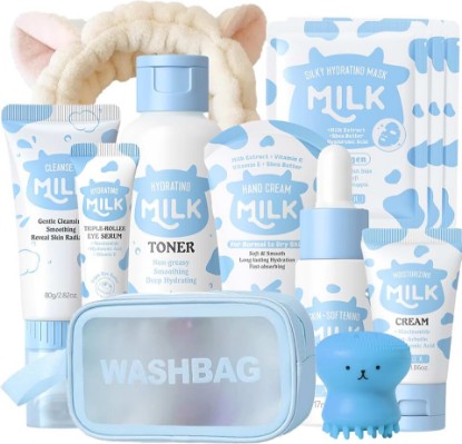 Picture of Milk Skin Care Gift Set Girls Skin Care For Kids Age 8-12 - Skincare For Girls 10-12 - 12 In 1 Milk Makeup Care Set - Gentle Milk Skincare - Skin Care For Kids 10-12 - Natural & Hydrating