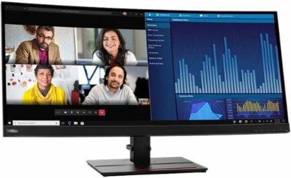 Picture of Lenovo ThinkVision P34w-20 34" Class Webcam UW-QHD Curved Screen LED Monitor - 21:9 - Raven Black - 34.1" Viewable - in-Plane Switching (IPS) Technology - WLED Backlight - 3440 x 1440-1.07