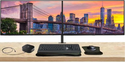 Picture of HP Series 3 Pro 27-inch 327pf FHD 1080p LCD Monitor 2-Pack Bundlesd with Desk Mount Dual Stand, USB-C G5 Dock, MK540 Wireless Keyboard & Mouse, Gel Mouse & Wrist Pad