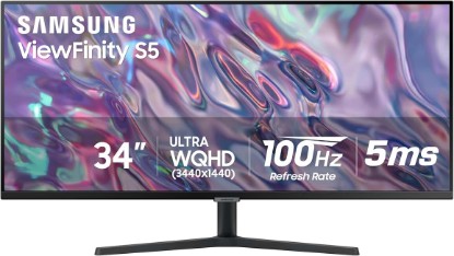 Picture of Samsung 34" ViewFinity S50GC Series Ultra-WQHD Monitor, 100Hz, 5ms, HDR10, AMD FreeSync, Eye Care, Borderless Design, PIP, PBP, LS34C502GANXZA, 2023, Black | 100Hz Refresh Rate, 5ms, HDR10, AMD FreeSync, Eye Care, Borderless Design, PIP, PBP, LS34C502GANXZA, Black