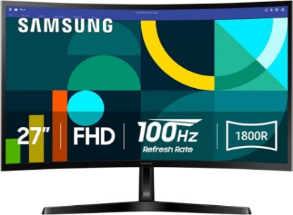 Picture of Samsung 27" Essential S3 (S36GD) Series FHD 1800R Curved Computer Monitor | 100Hz, Game Mode, Advanced Eye Comfort, HDMI and D-sub Ports (LS27D366GANXZA)