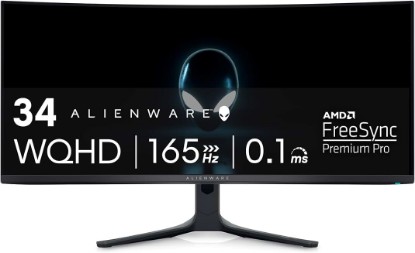 Picture of Alienware AW3423DWF Curved QD-OLED Gaming Monitor - 34-inch Quantum Dot, 0.1Ms 165Hz 21:9, 99.3% DCI-P3 Color Gamut, VESA DisplayHDR, 400, AMD FreeSync Premium Pro - Black