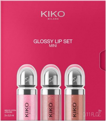 Picture of Kiko Milano Glossy Lip Set Mini, Lip Kit: 3 Mini Hydrating Lip Glosses With 3D Volume Effect