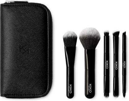 Picture of Kiko Milano Travel Brush Set | Travel Pouch With 5 Professional Brushes | 5 Brushes | Travel Pouch | Face, Eye & Lip | Saffiano-Effect