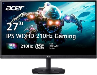 Picture of Acer Nitro 27in QHD 2560x1440 IPS 210Hz Gaming Monitor KG271U X2bmiipx | 0.5ms, AMD FreeSync Premium, 2xHDMI 2.1, DisplayPort, Speaker, VESA Mountable, Bluelight Filter, Flickerless Technology