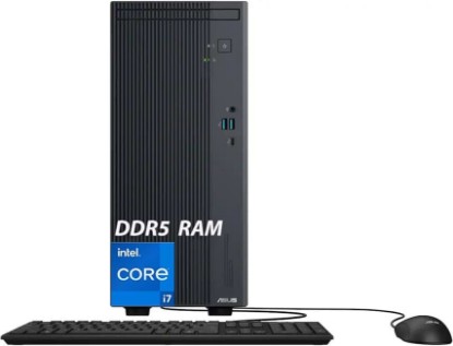 Picture of ASUS V500 Tower Desktop Computer | Intel Core i7 13620H (10 Cores, Up to 5GHz) | 16GB DDR5 RAM, 512GB PCIe SSD | WiFi 6, Bluetooth 5.4 | Intel UHD Graphics | Office 365 for The Web, Wired KB & Mouse