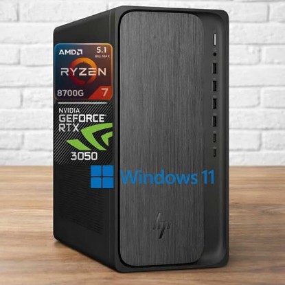 Picture of HP OmniDesk Gaming Next Gen AI PC Desktop, AMD Ryzen 7 Processor (16-Threads, Up to 5.1GHz), 32GB DDR5 RAM, 2TB SSD, GeForce RTX 3050, Wi-Fi 6, HDMI+DP Dual Monitor Support, Windows 11