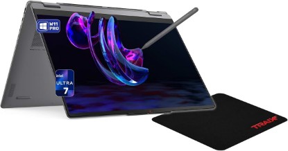 Picture of Lenovo Yoga 7i 2in1 Aura Edition Laptop, Intel Ultra 7 355, 24 GB LPDDR5x RAM, 1 TB PCIe SSD, 16" WUXGA(1920x1200) Touchscreen, Integrated Graphics, Backlit Keyboard, W11 Pro, LunaGrey +Traix Mousepad
