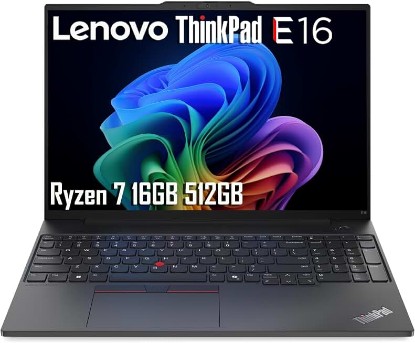Picture of Lenovo ThinkPad E16 Laptop, 16" FHD+, Ryzen 7 7735HS, 16GB DDR5, 512GB SSD | Business PC, Anti-Glare, AMD 8-Core, > Ultra 7 155U, Rapid Charge, Numeric Keypad, Backlit, Fingerprint, Ethernet, Win 11 Pro