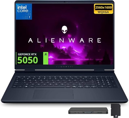 Picture of Dell Alienware Aurora 16 16" WQXGA 120Hz Gaming Laptop, Intel Core 7 240H, 32GB DDR5, 2TB Storage(1TB SSD+1TB Docking Station Set), GeForce RTX 5050 8GB GDDR7, Backlit Keyboard, Win 11, Indigo