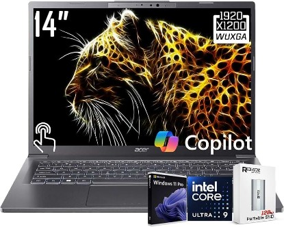 Picture of Acer Aspire 14" AI Copilot+ PC WUXGA Touchscreen Laptop, Intel 8-core Ultra 9 288V (Up to 48 Tops), Intel ARC 140V, 32GB LPDDR5X, 1TB SSD, Wi-Fi 6E, FHD Webcam, W/128GB PSD&Stylus, Win11 PRO