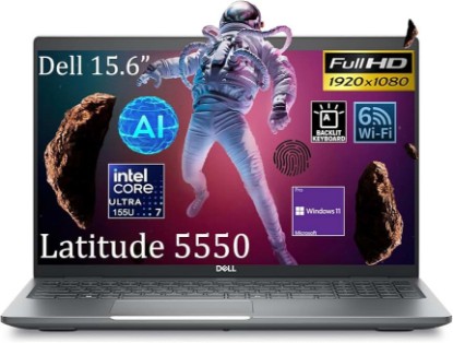 Picture of Dell Latitude 5550 15.6” FHD Business Laptop, Intel Ultra 7 155U Processor(12-Core, up to 4.8 GHz), 64GB DDR5 RAM, 1TB SSD, WiFi 6E, Bluetooth, Backlit Keyboard, Fingerprint Reader, Windows 11 Pro