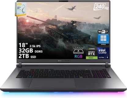 Picture of ASUS ROG Strix G18 G815 Gaming AI Laptop | 18" 2.5k IPS 240Hz (100% DCI-P3, 3ms) | Intel 24-Core Ultra 9 275HX | 32GB DDR5 2TB SSD | GeForce RTX 5060 | RGB Backlit Wi-Fi7 Win11 Pro w/DLCA Accessory