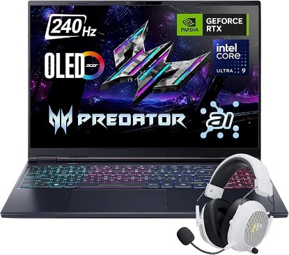 Picture of Acer Predator Helios Neo 16 Gaming Laptop, 16’’ WQXGA 240HZ OLED, Intel 24-Core Ultra 9 275HX, RTX 5060 DLSS4, 32GB DDR5 RAM 1TB SSD, Killer WiFi 6E, Thunderbolt 4, RJ 45, Win 11 Pro w/Accessory