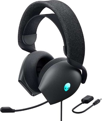 Picture of Alienware Wired Gaming Headset AW520H | Hi‑Res Audio 20‑40kHz, Memory Foam Breathable Earpads, Dark Side of the Moon, Retractable Mic, 3.5 mm to USB Adapter