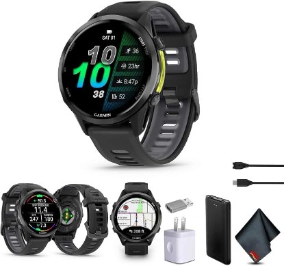 Picture of Garmin Forerunner 970 Running Smartwatch (Carbon Gray) with P-Bank Bundle | Premium GPS Running & Triathlon Smartwatch AMOLED Display Enhanced Navigation 47mm